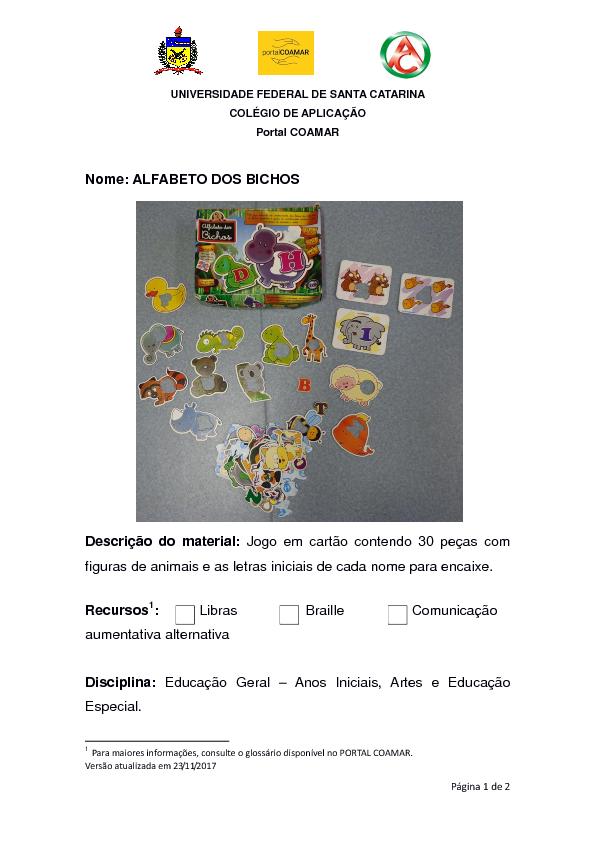 ALFABETO DOS BICHOS 23112017