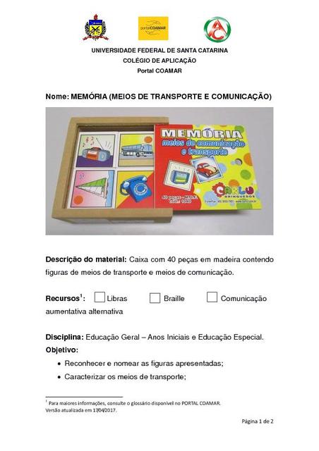 MEMÓRIA (MEIOS DE TRANSPORTE E COMUNICAÇÃO)  17042017