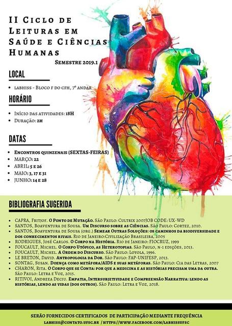 II Ciclo de Leituras em Saúde e Ciências Humanas
