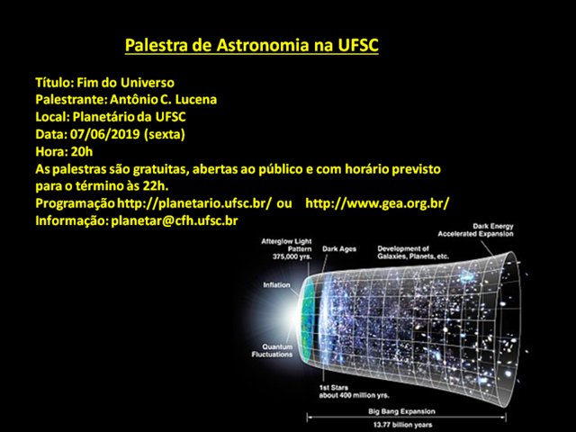 Palestra de Astronomia: "Fim do Universo" (07/06/19)