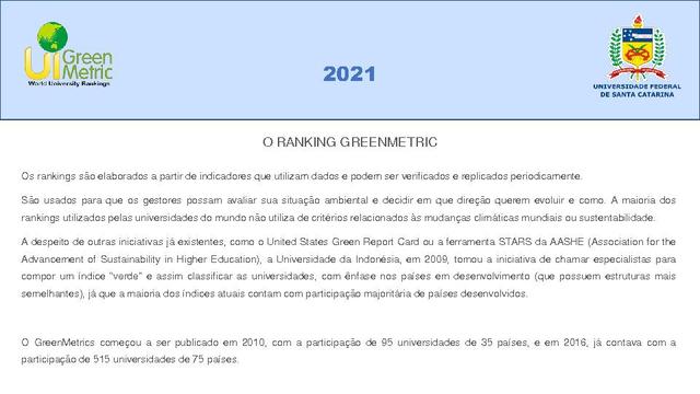 Analise GreenMetric 2021