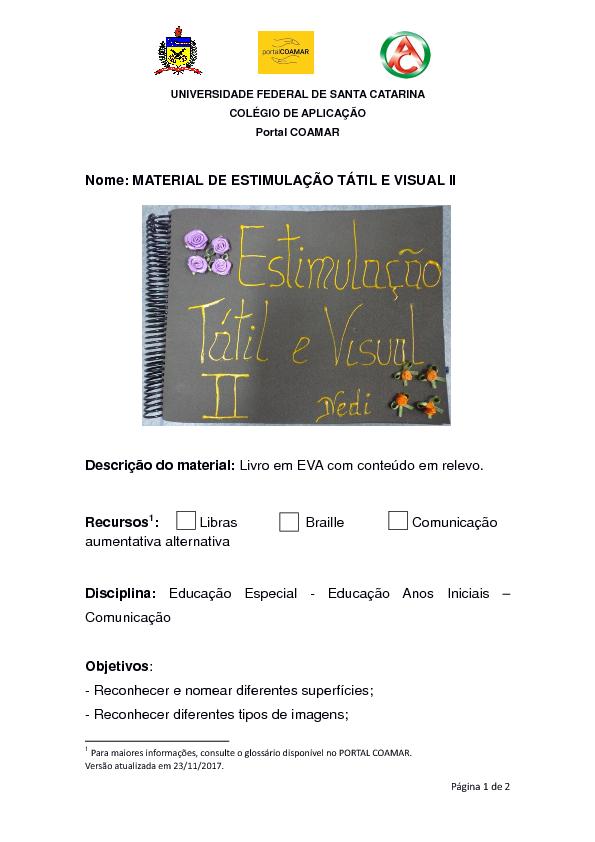 MATERIAL ESTIMULAÇÃO TÁTIL E VISUAL II 23112017