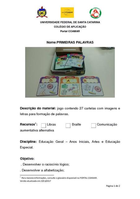 PRIMEIRAS PALAVRAS 23112017
