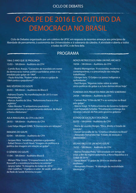 Ciclo de Debates: “O Golpe de 2016 e o futuro da Democracia no Brasil”
