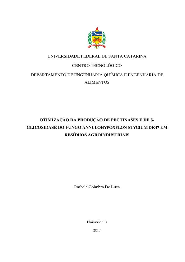 TCC - Rafaela Coimbra De Luca- Otimização da produção de enzimas em resíduos agroindustriais