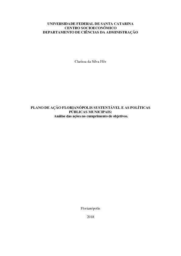 TC - Clarissa da Silva Flôr - Plano de Ação Florianópolis Sustentável