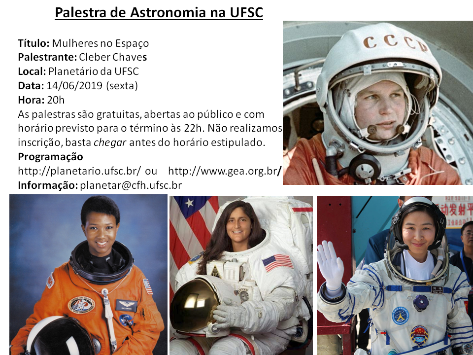 Palestra de Astronomia: "Mulheres no Espaço" (14/06/19)