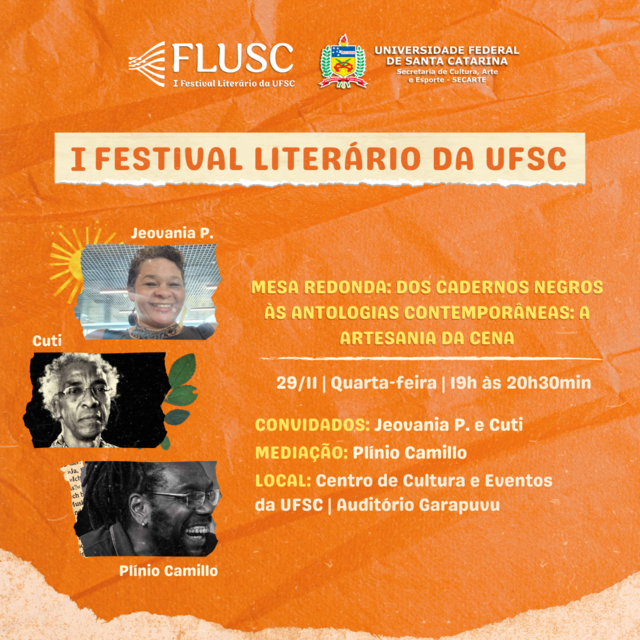 I Festival Literário da UFSC - FLUSC | Mesa-Redonda | Dos Cadernos Negros às antologias contemporâneas: a artesania da cena @ Auditório Garapuvu | Centro de Cultura e Eventos da UFSC