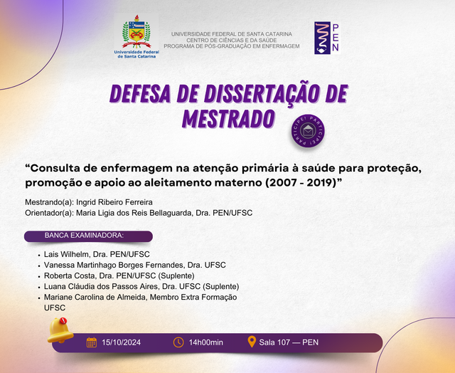 15-10 - Convite - Sustentação Dissertação - Ingrid Ribeiro Ferreira