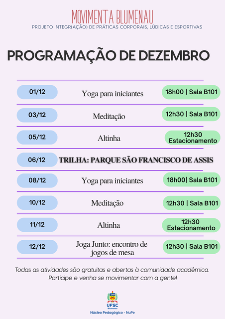 Programação de Dezembro