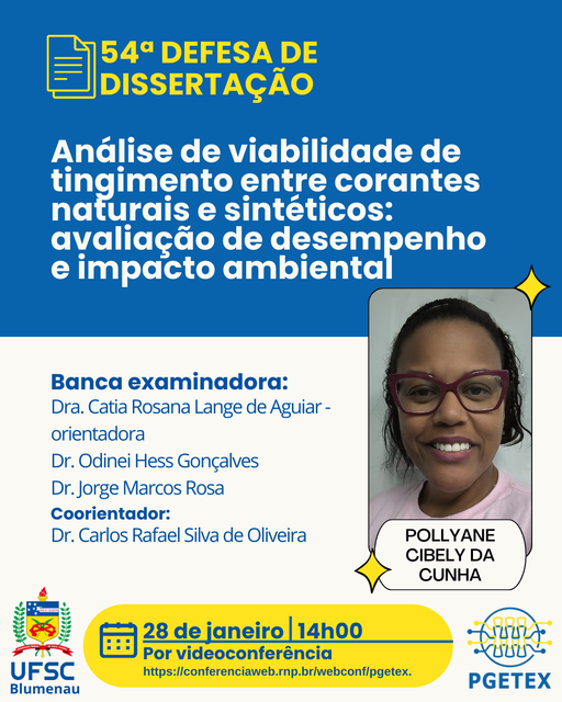 DISSERTAÇÃO: Análise de viabilidade de tingimento entre corantes naturais e sintéticos: avaliação de desempenho e impacto ambiental @ por meio de videoconferência